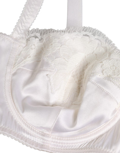 Reggiseno a balconcino con ferretto in seta bianca Dolce &amp; Gabbana