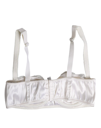 Reggiseno a balconcino con ferretto in seta bianca Dolce &amp; Gabbana