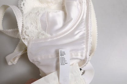 Reggiseno a balconcino con ferretto in seta bianca Dolce &amp; Gabbana