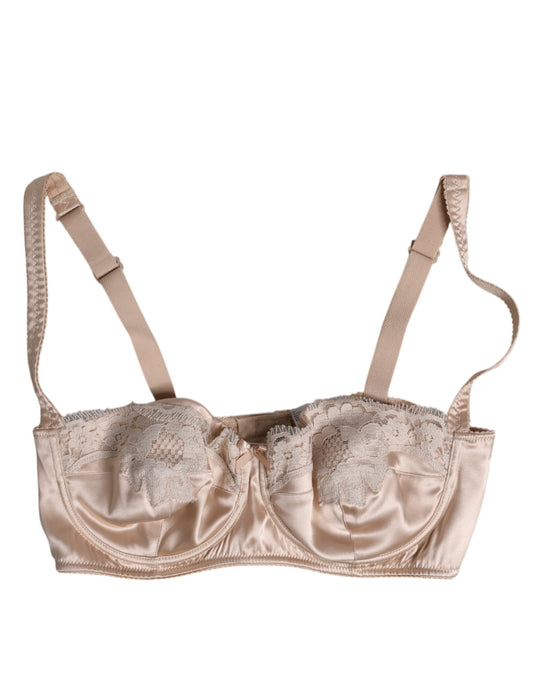Dolce &amp; Gabbana Reggiseno a balconcino con ferretto in seta beige