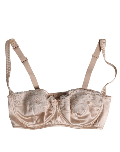 Dolce &amp; Gabbana Reggiseno a balconcino con ferretto in seta beige