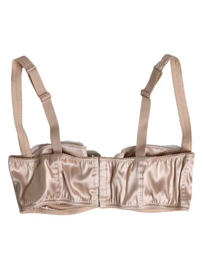 Dolce &amp; Gabbana Reggiseno a balconcino con ferretto in seta beige