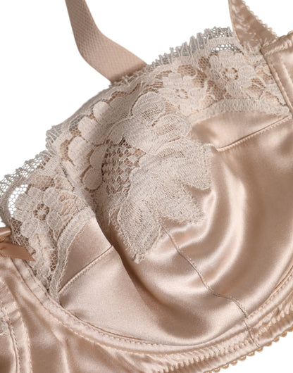 Dolce &amp; Gabbana Reggiseno a balconcino con ferretto in seta beige