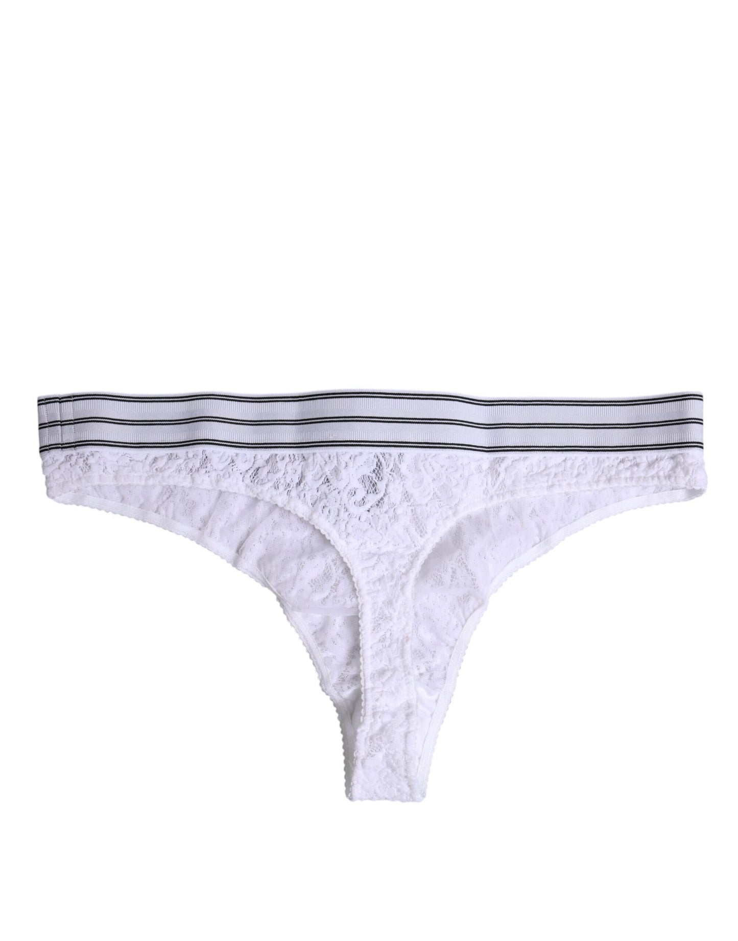 Dolce &amp; Gabbana Slip intimo in nylon bianco con pizzo floreale