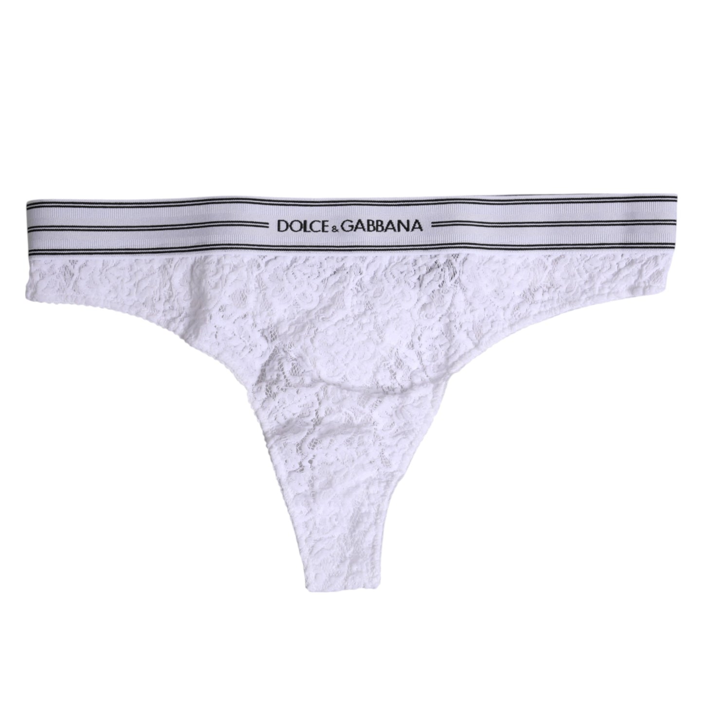 Dolce &amp; Gabbana Slip intimo in nylon bianco con pizzo floreale