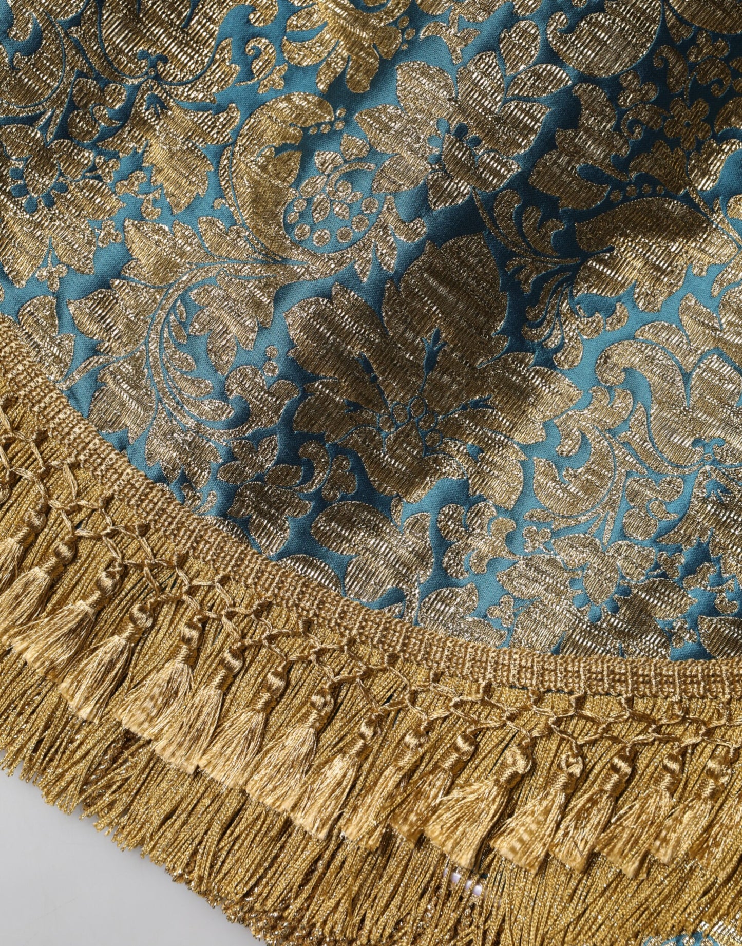 Minigonna con nappe in jacquard floreale blu Dolce &amp; Gabbana