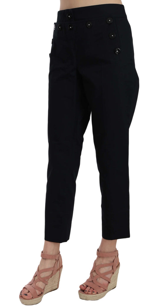 Pantaloni neri corti con bottoni decorati sul davanti di Dolce &amp; Gabbana