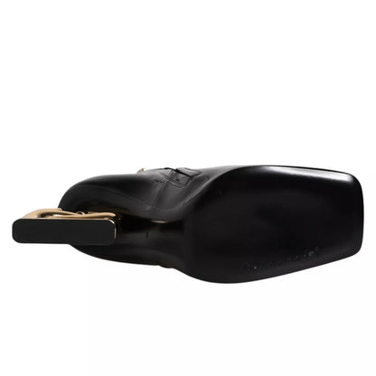 Dolce &amp; Gabbana Black Jackie Leather Mid-Polpetto Boots Shoes