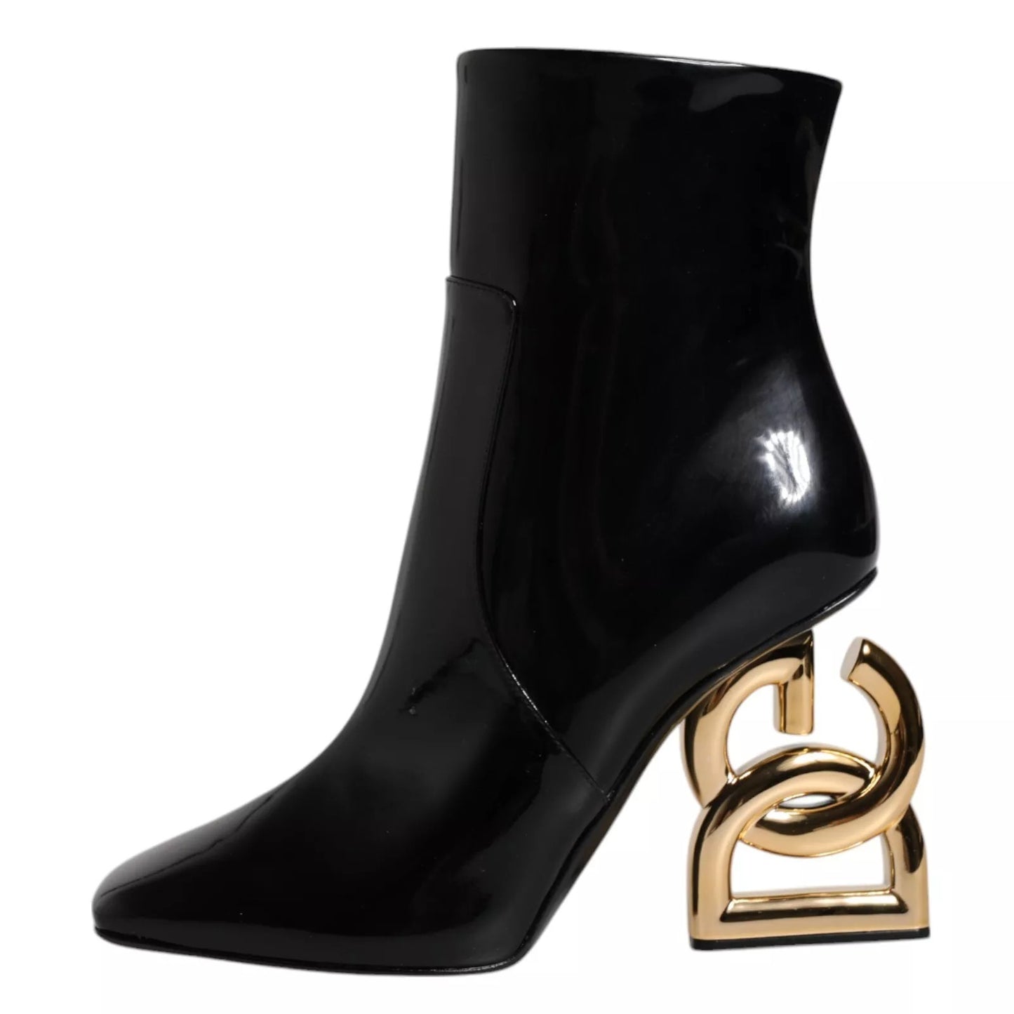Dolce &amp; Gabbana Black Jackie Leather Mid-Polpetto Boots Shoes