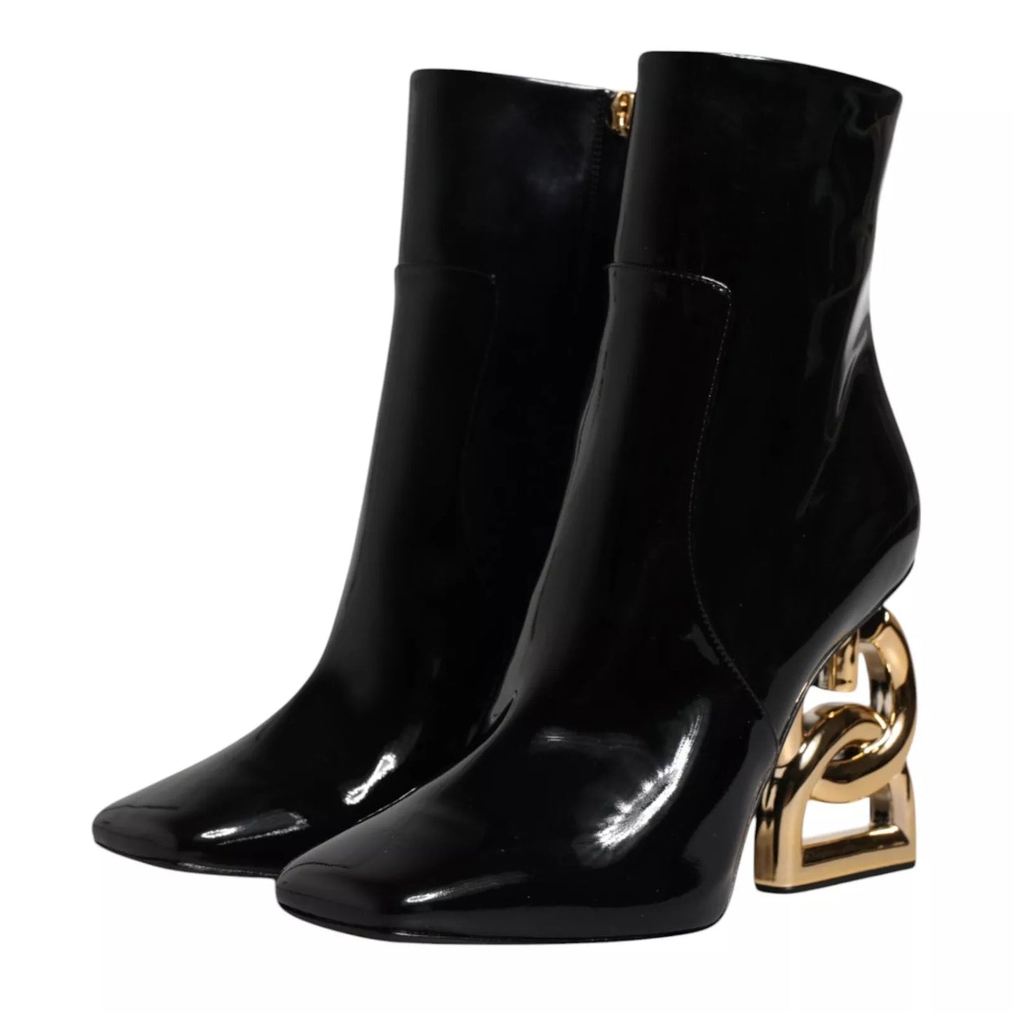 Dolce &amp; Gabbana Black Jackie Leather Mid-Polpetto Boots Shoes