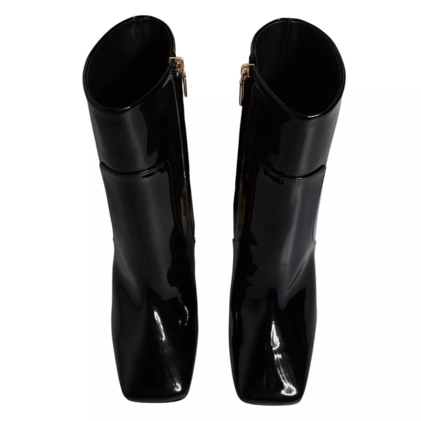 Dolce &amp; Gabbana Black Jackie Leather Mid-Polpetto Boots Shoes