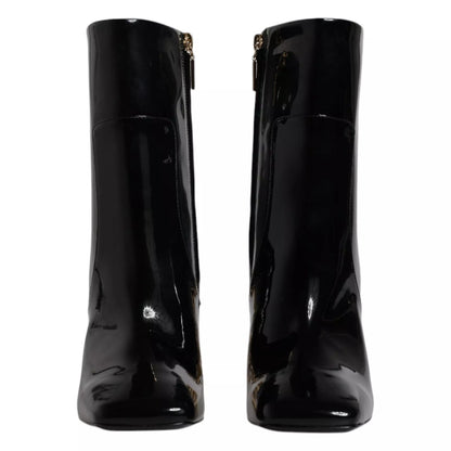 Dolce &amp; Gabbana Black Jackie Leather Mid-Polpetto Boots Shoes