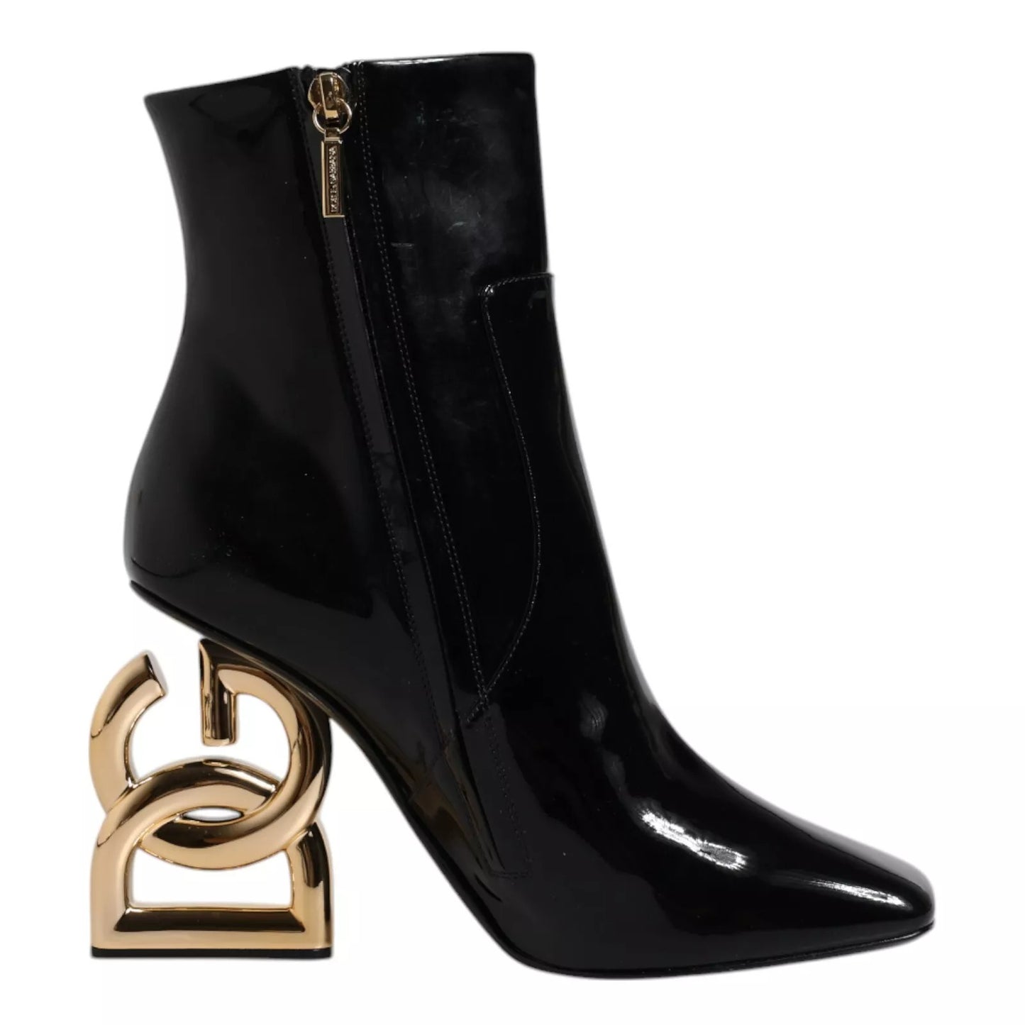 Dolce &amp; Gabbana Black Jackie Leather Mid-Polpetto Boots Shoes