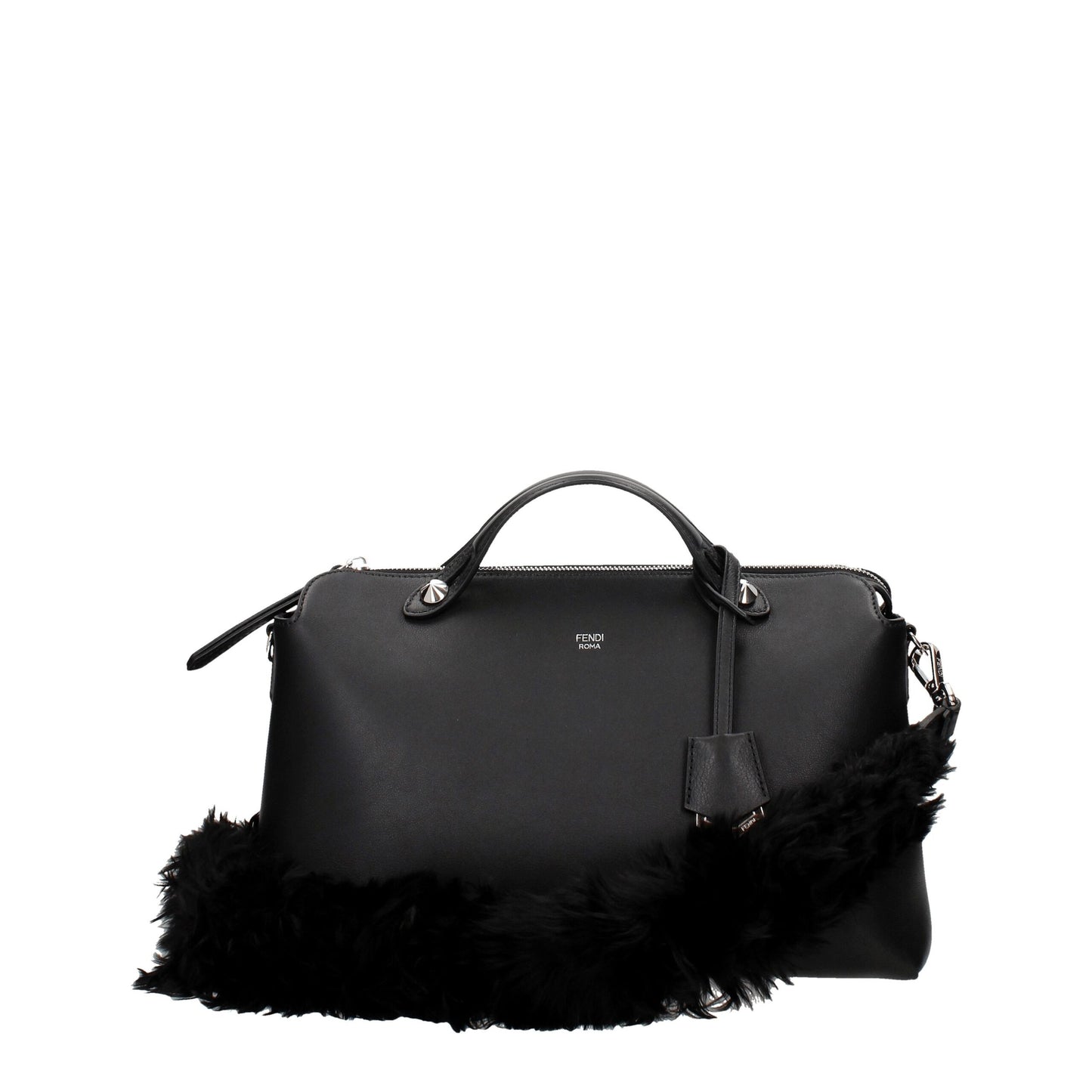 Borsa a tracolla in pelle nera Fendi