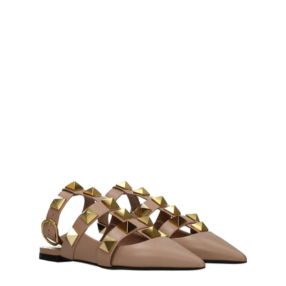 Sandali bassi in pelle rosa Valentino Garavani