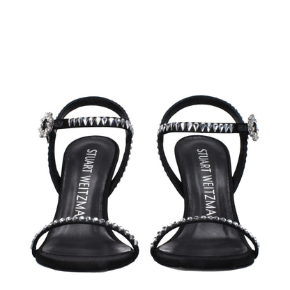 Sandali con tacco a spillo in raso nero Stuart Weitzman