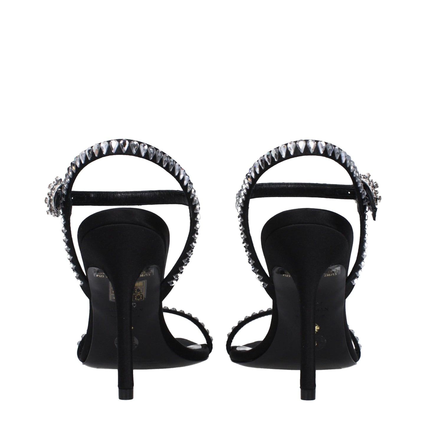 Sandali con tacco a spillo in raso nero Stuart Weitzman