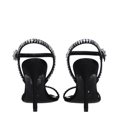 Sandali con tacco a spillo in raso nero Stuart Weitzman
