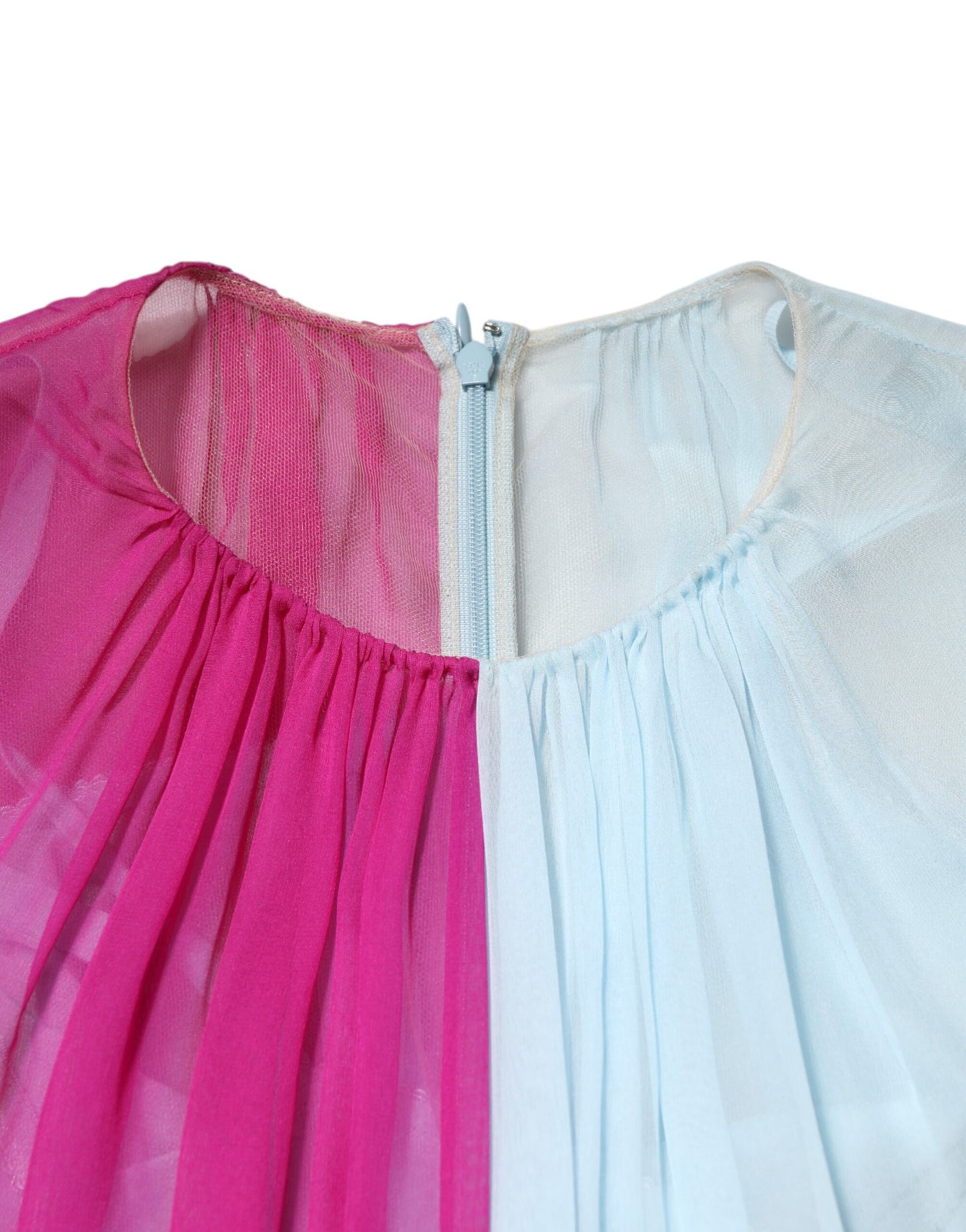 Dolce &amp; Gabbana Abito midi in seta bicolore fucsia azzurro