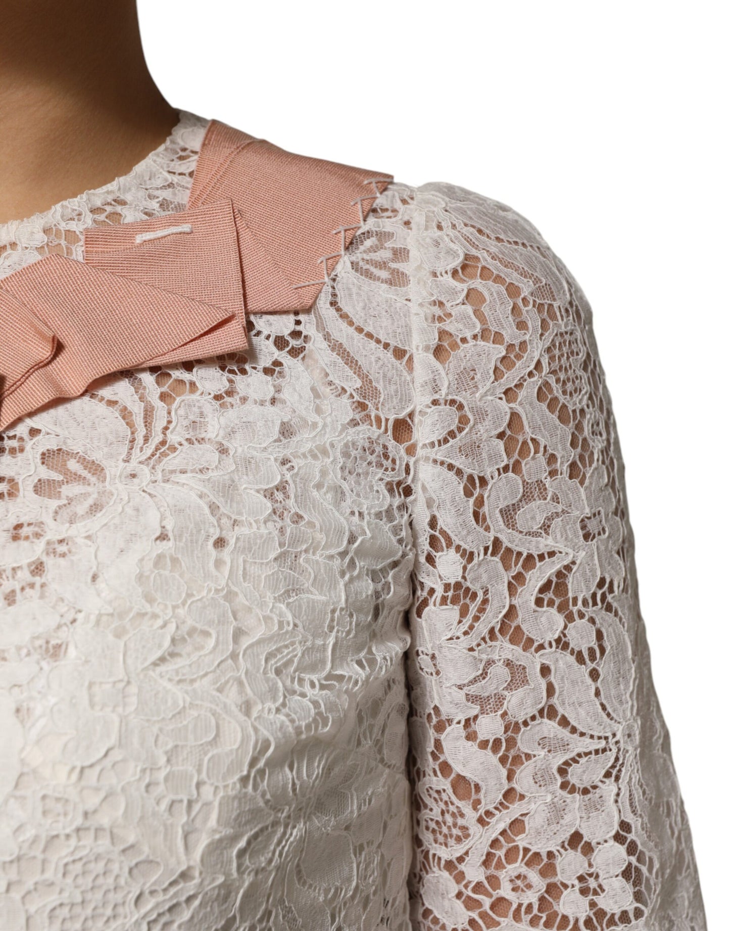 Dolce &amp; Gabbana Top camicetta a maniche corte in pizzo floreale bianco