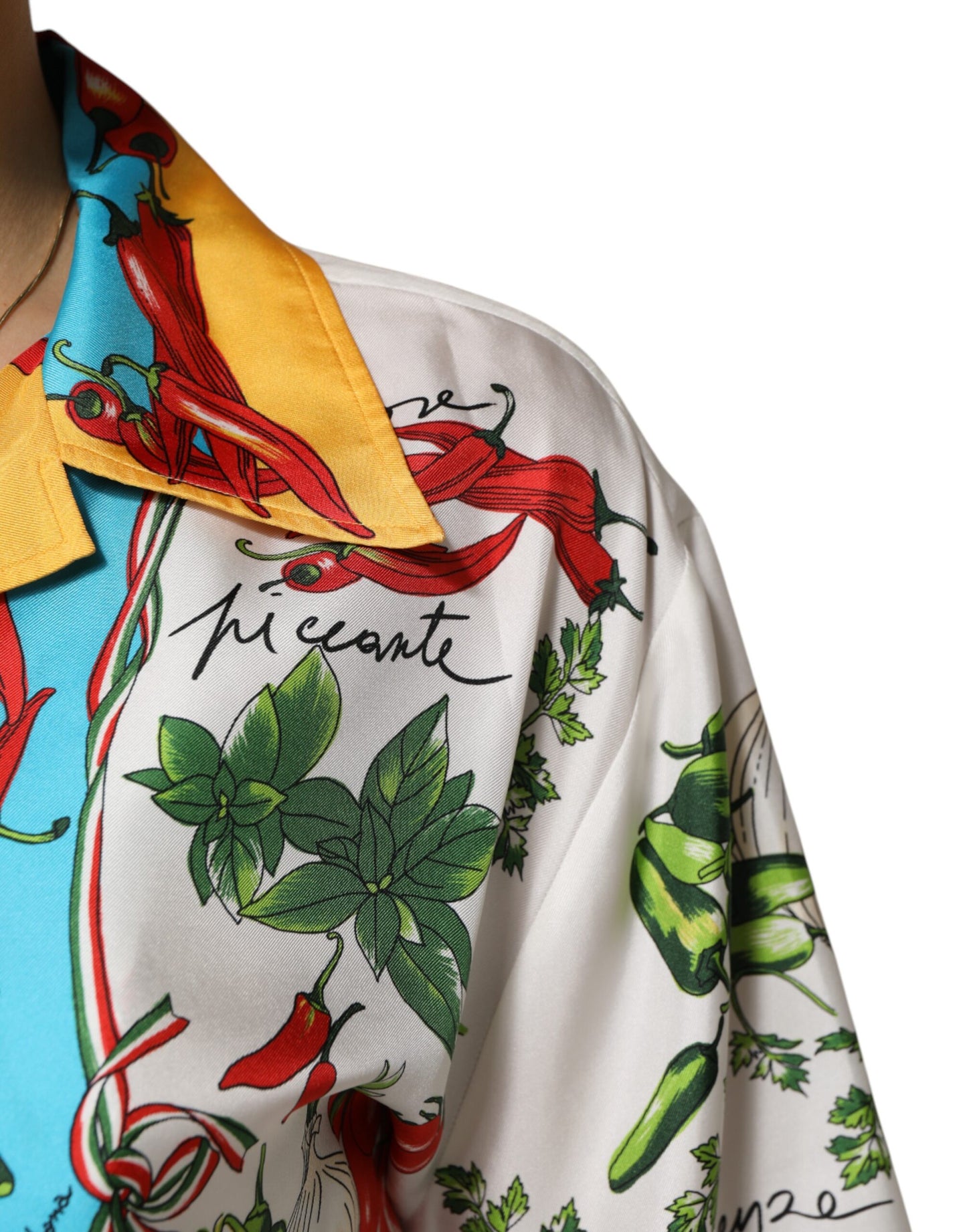 Dolce &amp; Gabbana Multicolor Chili Silk Cropped Top