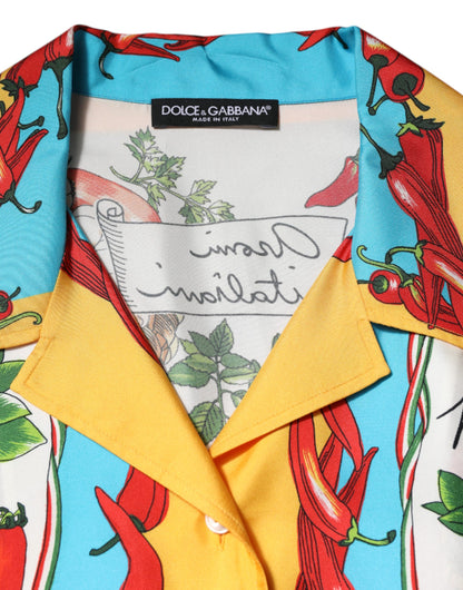 Dolce &amp; Gabbana Multicolor Chili Silk Cropped Top