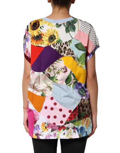 Dolce &amp; Gabbana Top in cotone e seta patchwork multicolore