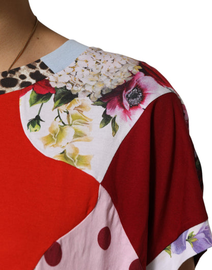 Dolce &amp; Gabbana Top in cotone e seta patchwork multicolore