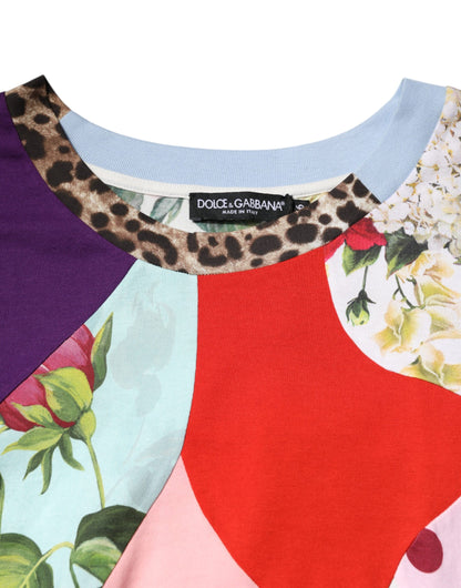 Dolce &amp; Gabbana Top in cotone e seta patchwork multicolore