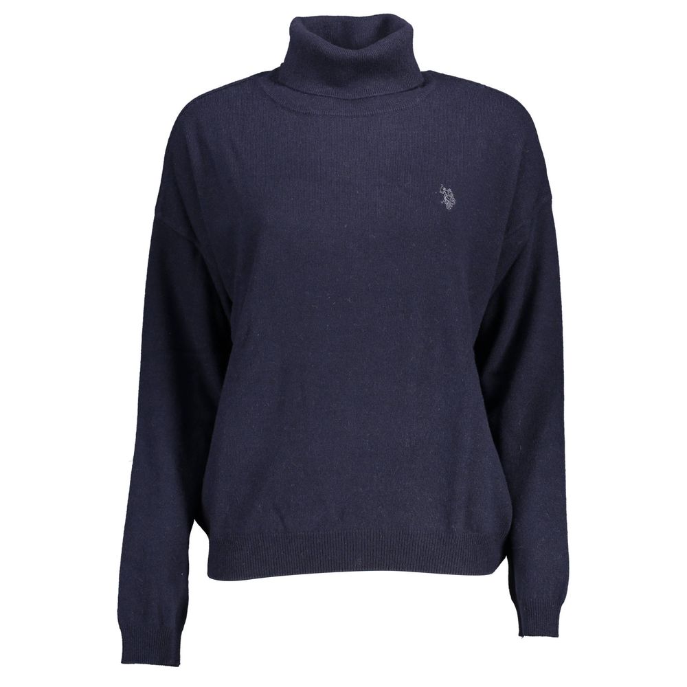 Maglione da donna in poliammide blu US POLO ASSN.