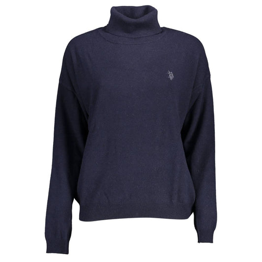 Maglione da donna in poliammide blu US POLO ASSN.