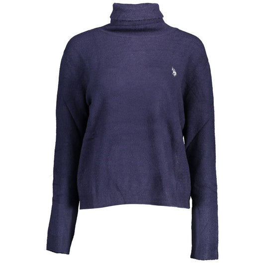 US POLO ASSN. "Maglione da donna in acrilico blu con dettaglio a collo alto"
