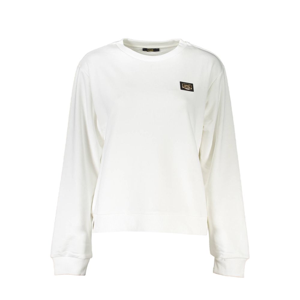 Felpa da donna in cotone bianco Cavalli Class
