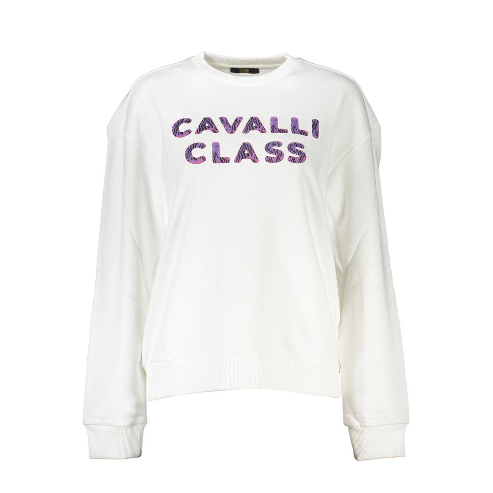 Felpa da donna in cotone bianco Cavalli Class