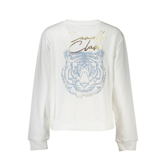 Felpa da donna in cotone bianco Cavalli Class