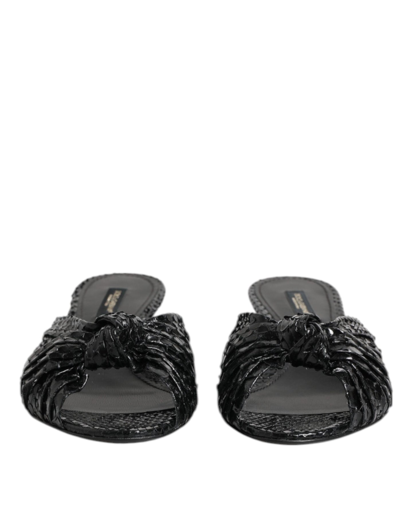 Sandali con tacco in pelle nera Dolce &amp; Gabbana
