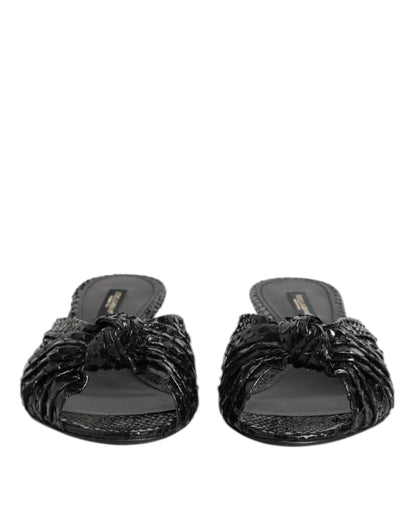 Sandali con tacco in pelle nera Dolce &amp; Gabbana