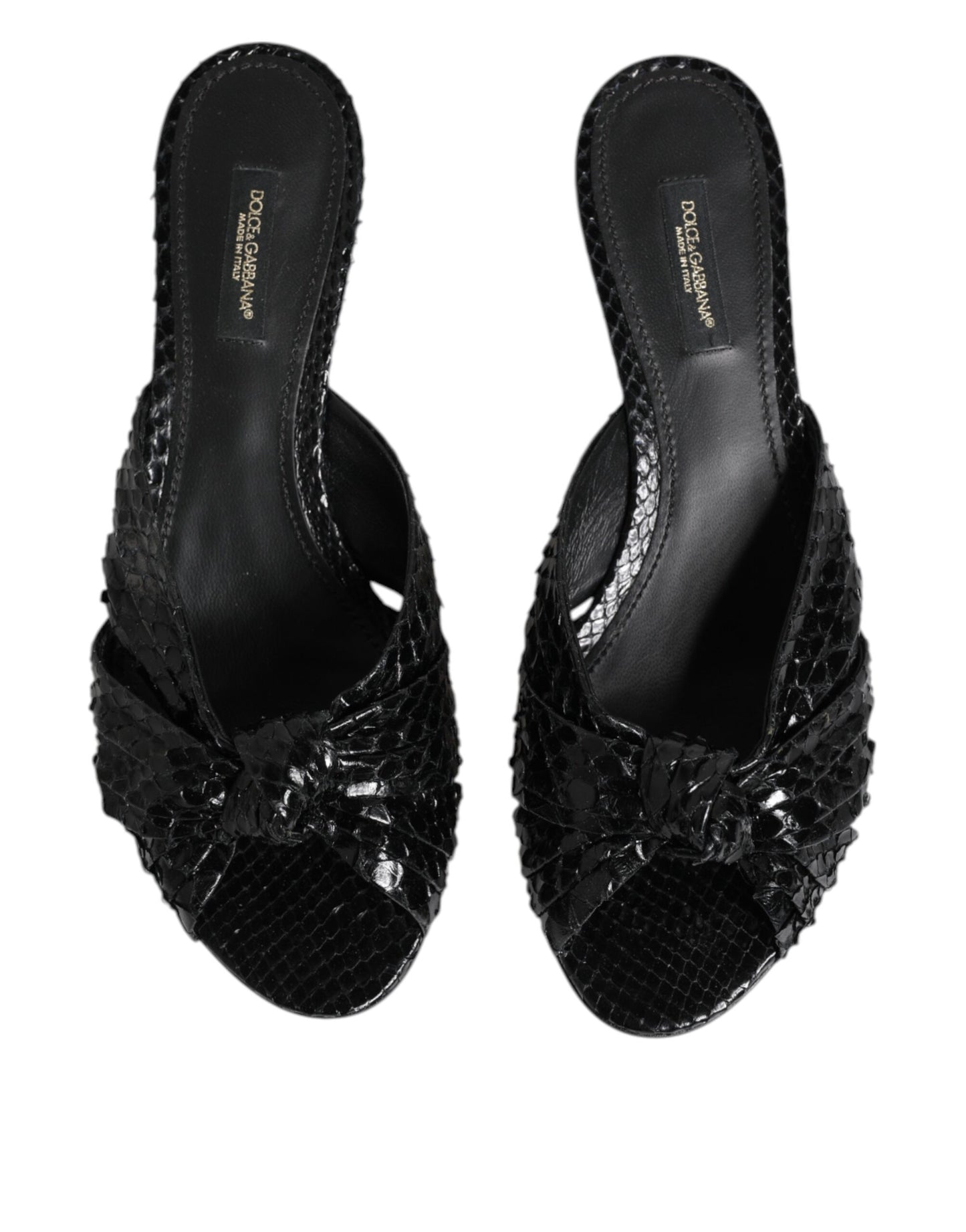 Sandali con tacco in pelle nera Dolce &amp; Gabbana