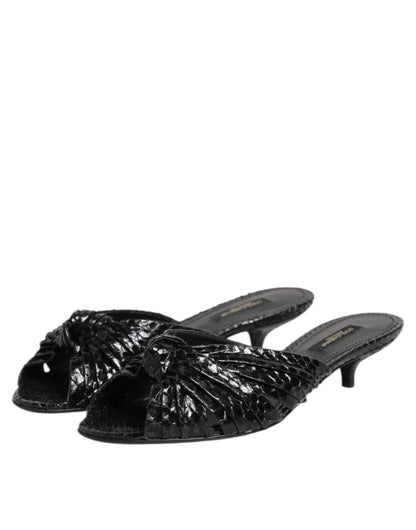 Sandali con tacco in pelle nera Dolce &amp; Gabbana