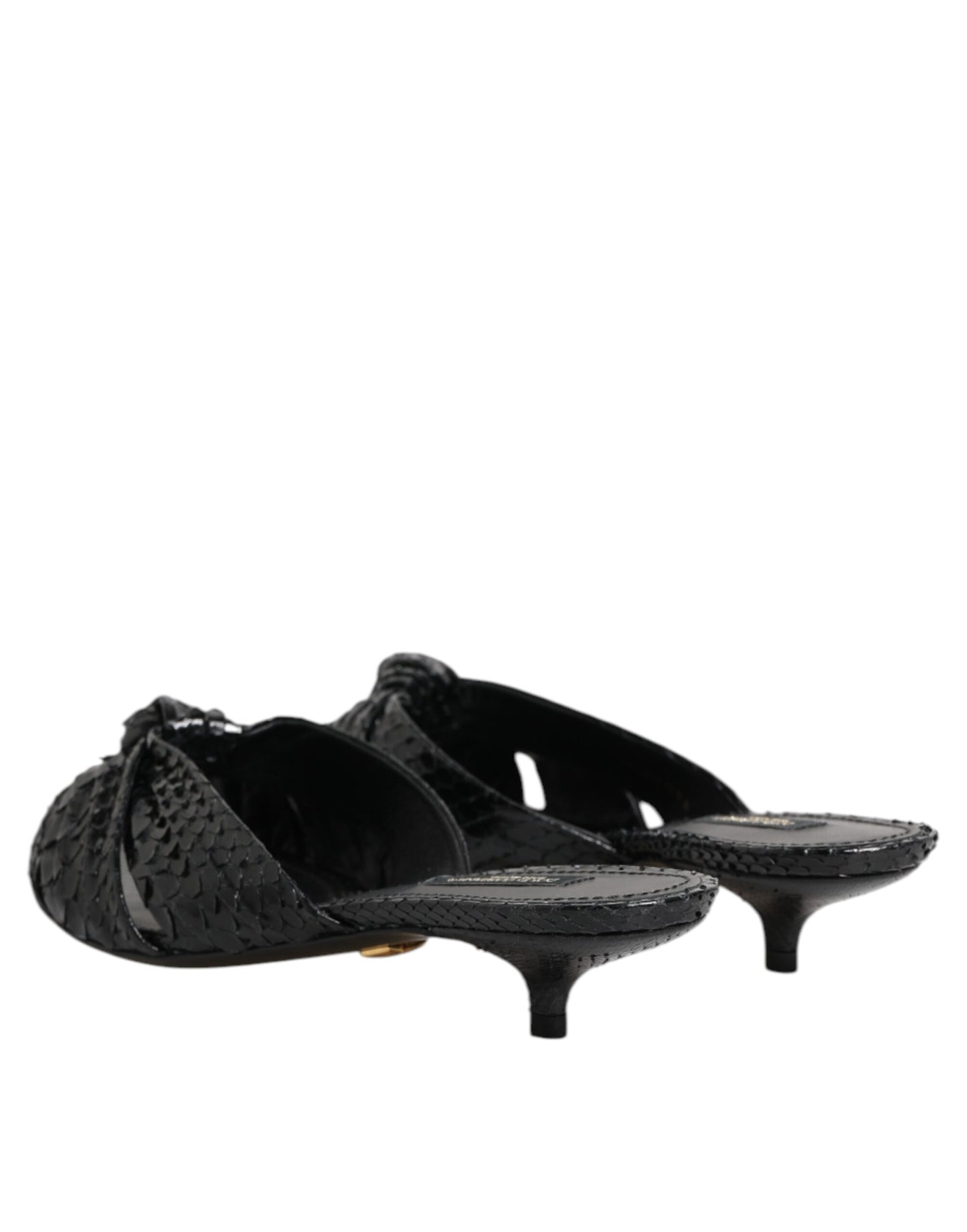 Sandali con tacco in pelle nera Dolce &amp; Gabbana