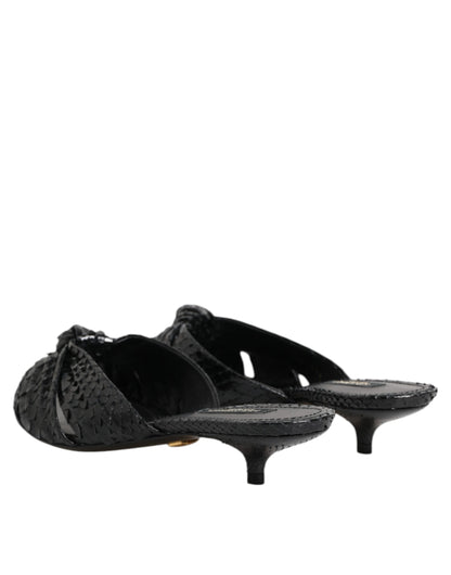 Sandali con tacco in pelle nera Dolce &amp; Gabbana