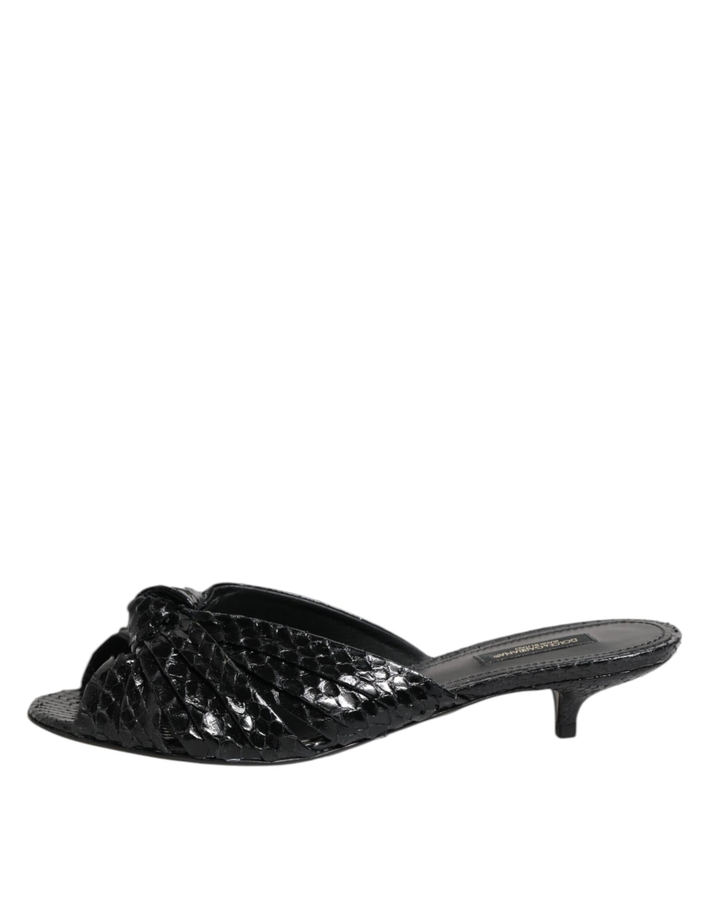 Sandali con tacco in pelle nera Dolce &amp; Gabbana