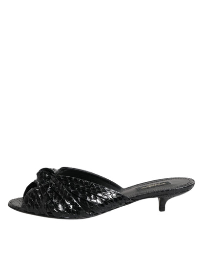 Sandali con tacco in pelle nera Dolce &amp; Gabbana