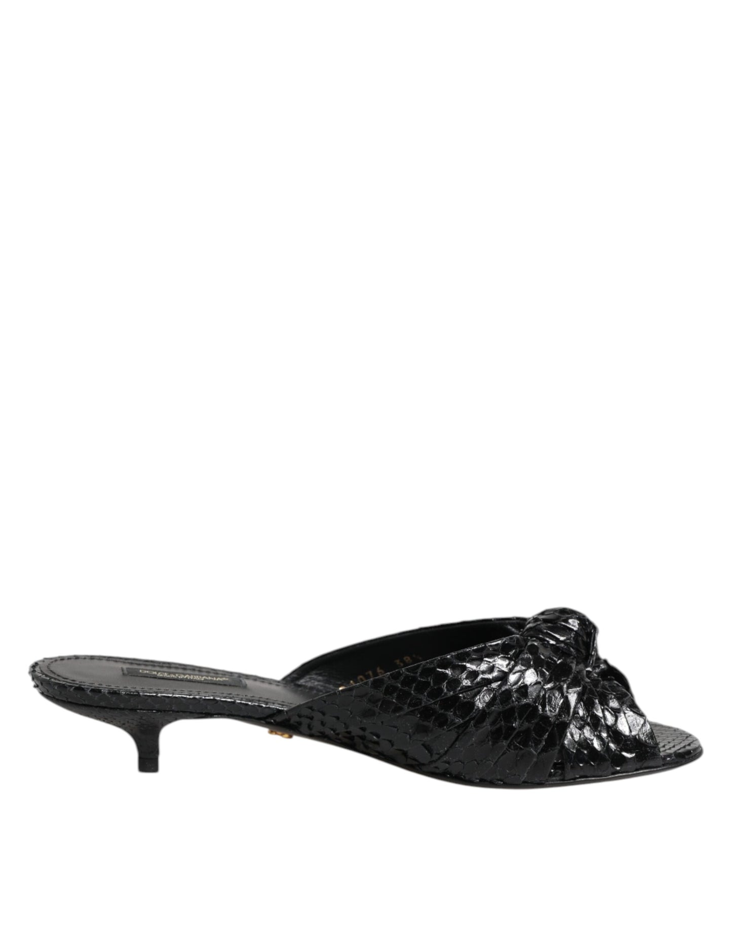 Sandali con tacco in pelle nera Dolce &amp; Gabbana