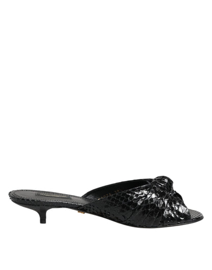 Sandali con tacco in pelle nera Dolce &amp; Gabbana