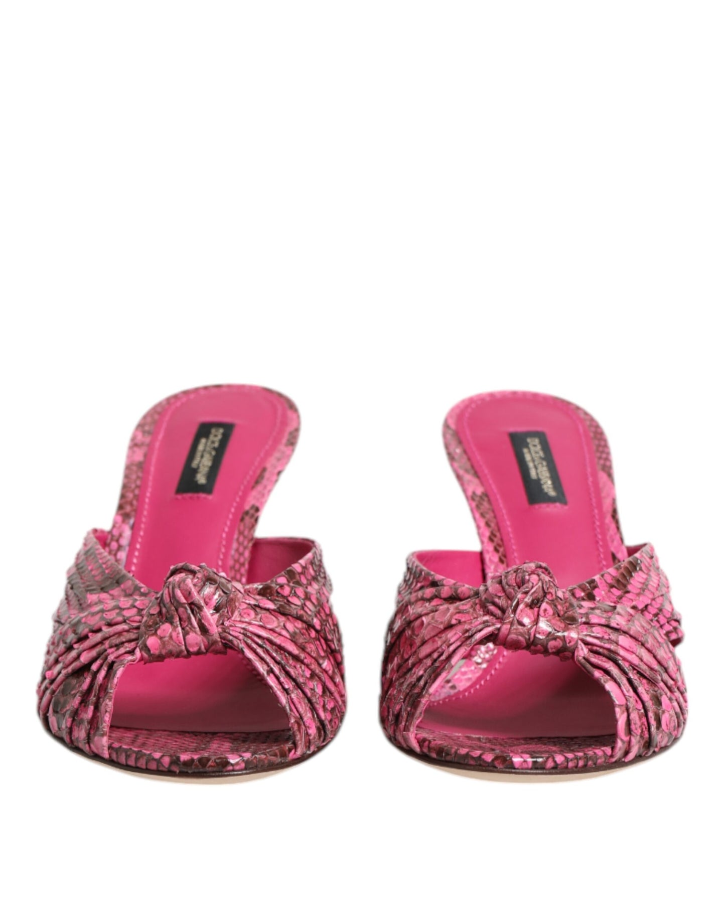 Sandali con tacco in pelle rosa Dolce &amp; Gabbana
