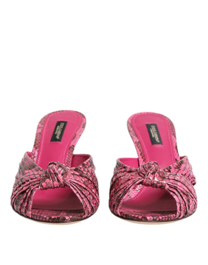Sandali con tacco in pelle rosa Dolce &amp; Gabbana