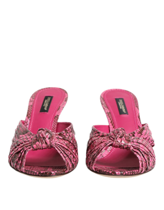 Sandali con tacco in pelle rosa Dolce &amp; Gabbana
