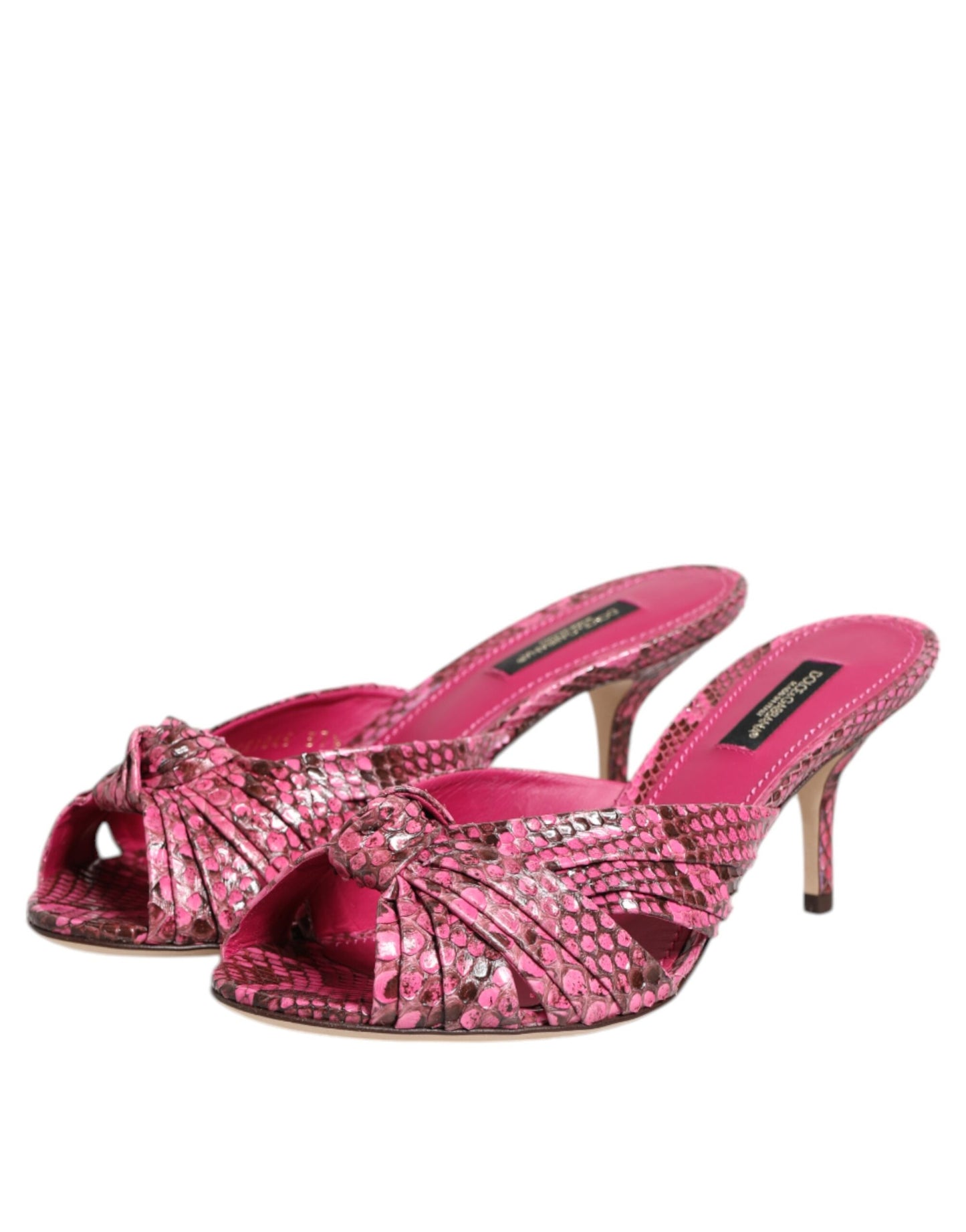 Sandali con tacco in pelle rosa Dolce &amp; Gabbana
