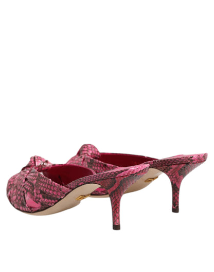 Sandali con tacco in pelle rosa Dolce &amp; Gabbana